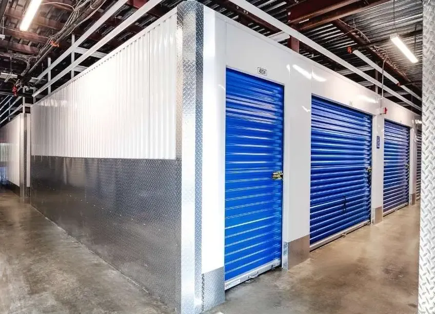 Interior view of climate-controlled storage units with organized space.