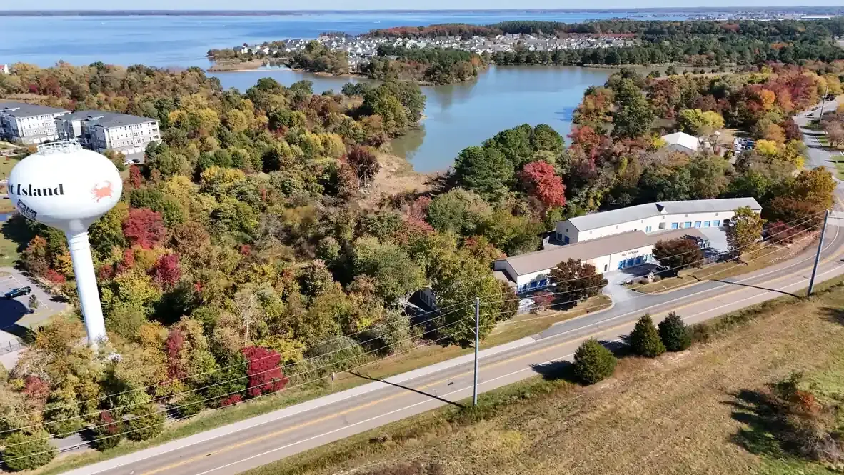 Aerial view of storage facility.