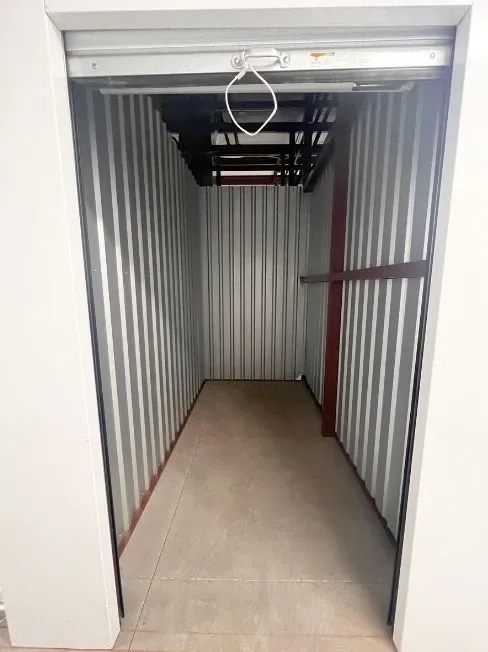 Interior view of a small, climate-controlled storage unit