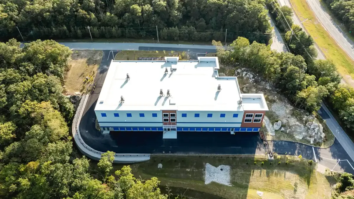 Another aerial perspective of the Tiverton facility layout.