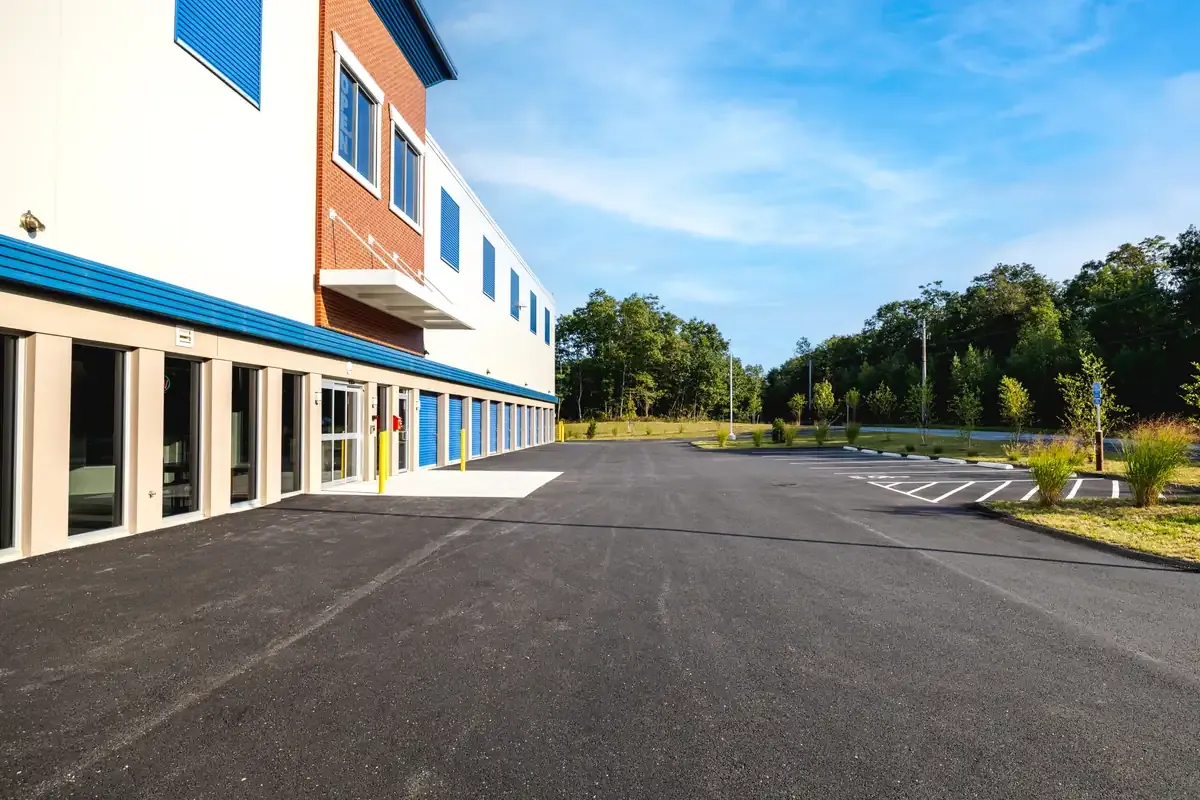 Exterior view of the Tiverton storage facility building.