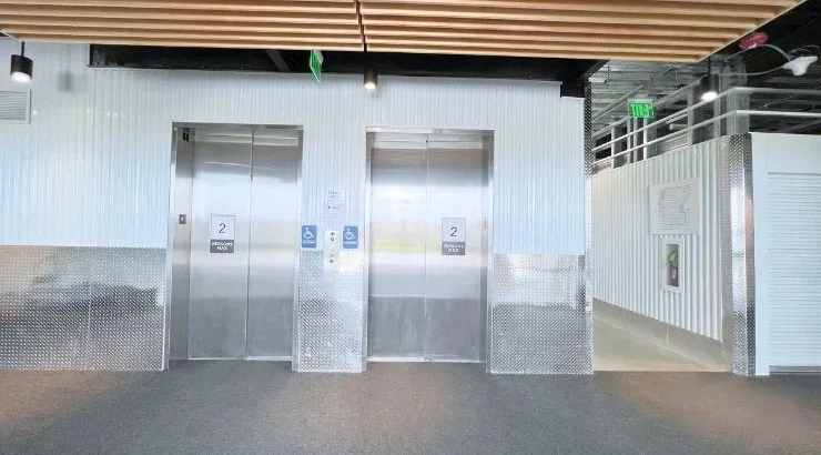 Interior of an elevator lobby at the AWS storage facility