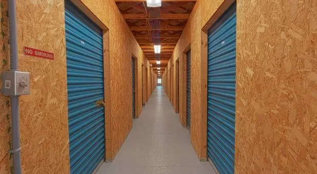 Interior view of indoor storage units with an organized layout